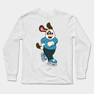 Dog at Ice skating with Ice skates Long Sleeve T-Shirt